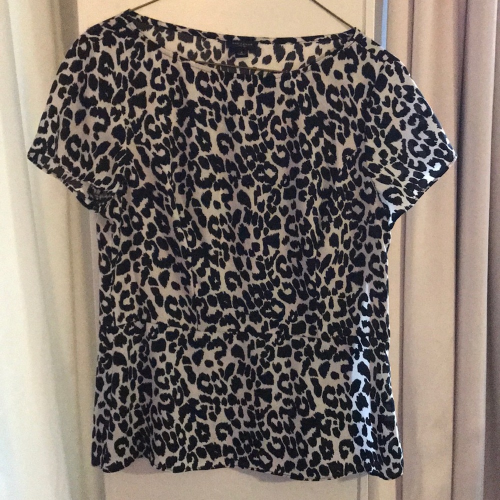 Black leopard print work blouse